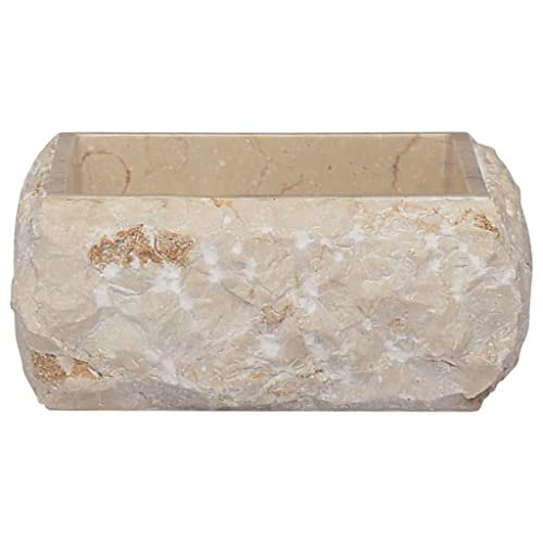 vidaXL Waschbecken Aufsatzwaschbecken Waschtisch Waschplatz Waschschale Handwaschbecken Naturstein Becken Badezimmer Creme 30x30x13cm Marmor