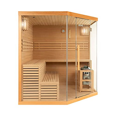 Home Deluxe - Traditionelle Sauna - Skyline XL Big - Maße: 200 x 200 x 210 cm - für 2-6 Personen, Hemlocktanne, inkl. Ofen, Saunazubehör I Dampfsauna Aufgusssauna Finnische Sauna