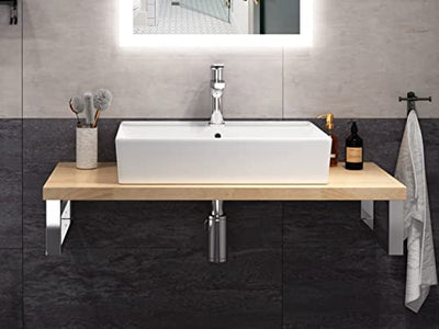 Aqua Bagno Basic | Design Waschbecken im modernen Stil, Waschtisch aus Keramik, Aufsatzwaschbecken weiß | 60x45x13 cm