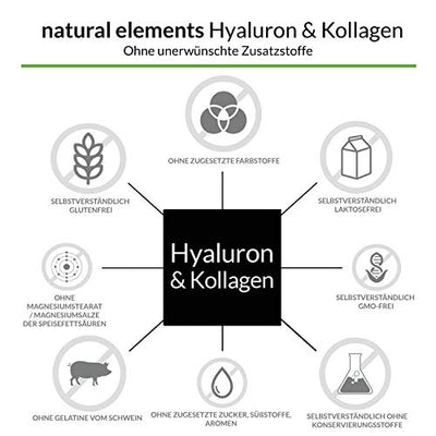 Hyaluronsäure Kollagen Komplex - 180 Kapseln - Angereichert mit Biotin, Selen, Zink, Vitamin C aus Acerola & Bambusextrakt - Laborgeprüft