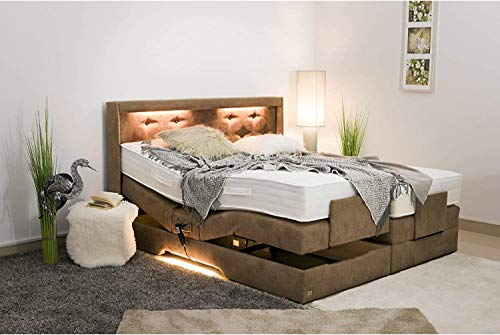 PAARA Luxus Boxspringbett Paris Night GM | 10.000 Newton Motorleistung | LED | Antirutsch-Matten | Royal-WS® Taschenfederkern Matratze mit GELAX® Topper Kern | Made in Germany (180 x 220 cm)