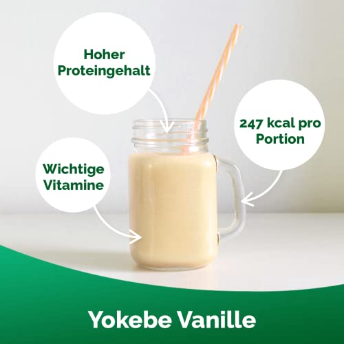 Yokebe Vanille Starterpaket inklusive Shaker - Die Aktivkost - Diätshake zur Gewichtsabnahme - glutenfrei, laktosefrei und vegetarisch - Diät-Drink mit Proteinen (500 g = 12 Portionen)