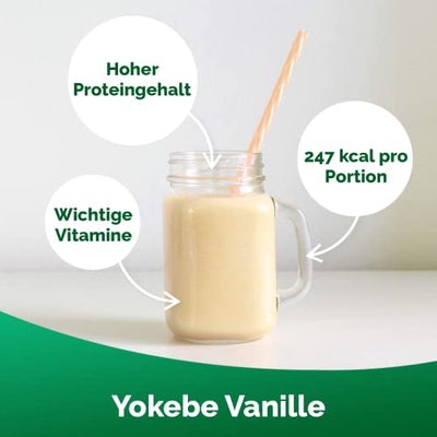 Yokebe Vanille Starterpaket inklusive Shaker - Die Aktivkost - Diätshake zur Gewichtsabnahme - glutenfrei, laktosefrei und vegetarisch - Diät-Drink mit Proteinen (500 g = 12 Portionen)