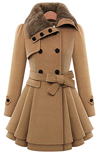 NAY Nalakey Damen Dicker Mantel A-Linie Kleider mit Asymmetrisch Saum Stehkragen TrenchcoatWinter Warmer Mantel Lange Kapuze Oberbekleidung