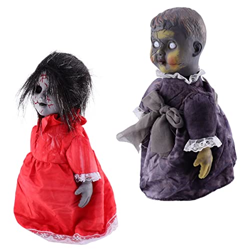 TOYANDONA 4 Stück Liefert Horror Leuchtendes Outdoor- Halloween für Sound- Baby ohne Soundbar Licht Und Figur Gruselige Deko- Puppe mit Schrecklicher Batterie Kostümpuppenpuppe mit Stimme