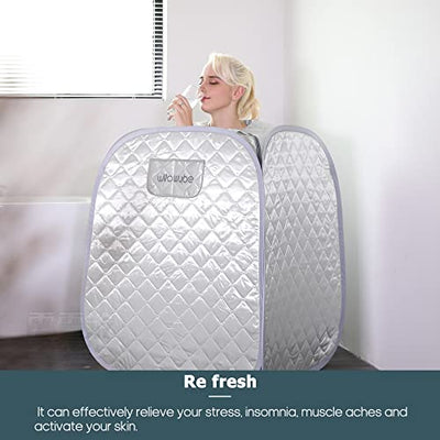 Portable Personal Steam Sauna for Home Spa with Bluetooth and Infrared Control, Steamer, Chair and Tent, Silver | FCC Certified