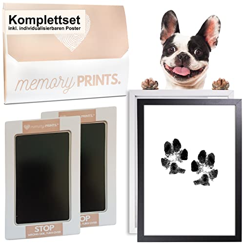 memoryPRINTS.® Pfotenabdruck-Set | für Hund und Katze | Tintenfreie Pfoten | Geschenk Haustier Besitzer | Stempelkissen Abdruck ohne Kontakt