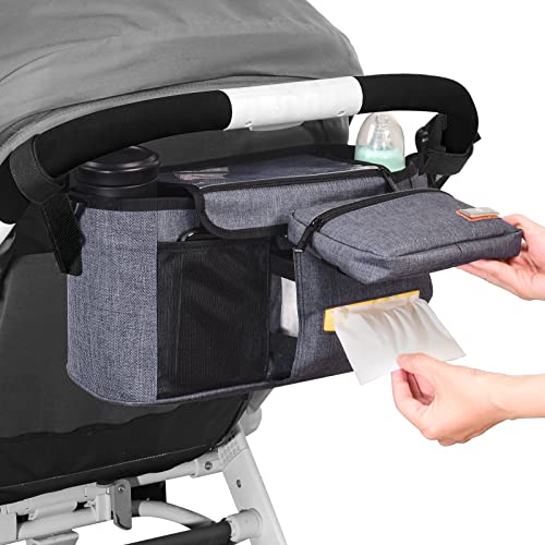 Neue Verbesserte Buggy Organizer Kinderwagen, Fasst 2 Getränkehalter für Babyartikel, Kann zur Aufbewahrung von Windeln und Spielzeug Verwendet Werden, Und Ist FüR Alle GeläNdewagenmodelle Geeignet