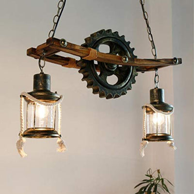 Retro Deckenlampe Deckenleuchten Industrial Bild Vintage Steampunk Kronleuchter Tischlampe Kreativ Persönlichkeit Pendelleuchte Höhenverstellbar Pendellampe Loft Bar Esszimmer Küche 2 Kopf Lampe