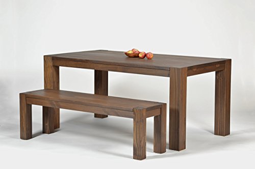 Esstisch 160x90cm Rio Bonito Farbton Cognac braun Pinie Massivholz, geölt und gewachst, Tisch, Optional: passende Bänke 140x38cm oder 160x38cm und 2er- Set Ansteckplatten 50x90cm