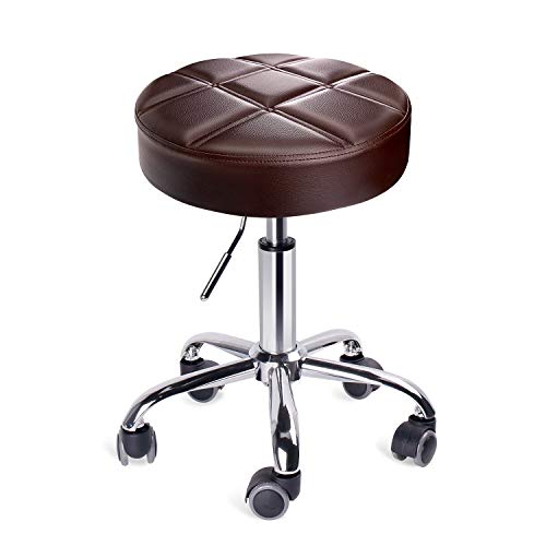 Leader Accessories Drehhocker höhenverstellbar Rollhocker Funktionaler Arbeitshocker Studiohocker im modernen Design Braun(Sitz Φ35cm)