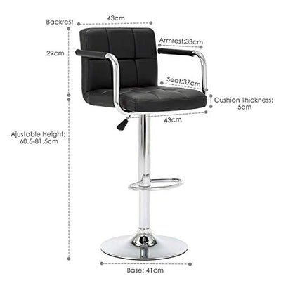 IntimaTe WM Heart 2er-Set Barhocker, Kunstleder Arbeitshocker mit Armlehne und Rücklehne, robuster Standfuß, Höhenverstellbarer und Drehbarer