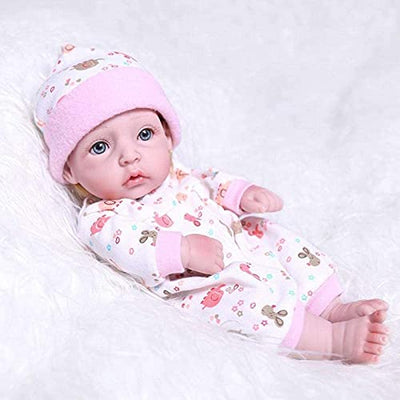 GLXLSBZ Reborn Baby-Puppe, realistische Babypuppen, 28 cm, Vollsilikon, Mini-Schlaf-Puppe, zum Baden geeignet, Spielzeug für Mädchen mit Korb, Kissen, Decken, Outfit für Kinder, Weihnachtsgeschenke