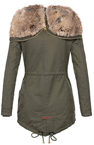 Navahoo warme Damen Winter Jacke lang Teddyfell Winterjacke Parka Mantel B648 [B648-Diamond-Grün-Gr.M]