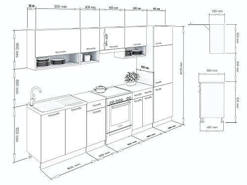 ELDORADO2 KÜCHE LUX 300+ cm SCHWARZ KÜCHENZEILE KÜCHENBLOCK EINBAUKÜCHE KOMPLETTKÜCHE