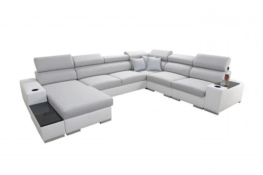 Ecksofa Wohnlandschaft Piano Abstellfläche Polstersofa Couch XXL Sofa Groß 26 (Links)