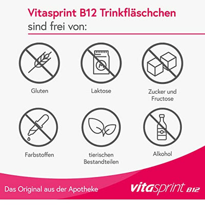 Vitasprint B12 Trinkfläschchen – Arzneimittel mit hochdosiertem Vitamin B12 und Eiweißbausteinen für geistige und körperliche Energie – 1 x 30 Trinkfläschchen