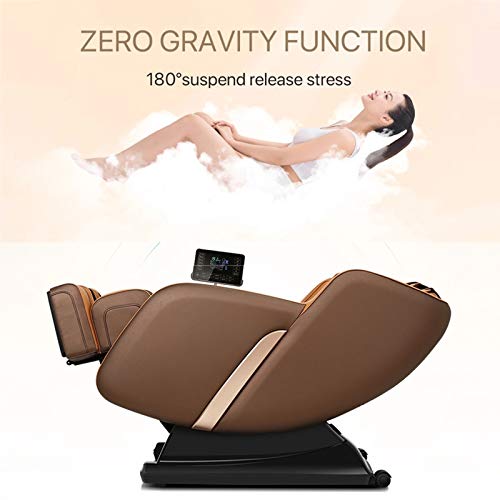 Lzour 4d Zero Gravity Massage Stuhl, Super-SL-Spur-Recline-Massagestuhl Ganzkörper-Airbags Knete Erhitzen Zurück Vibration,Braun