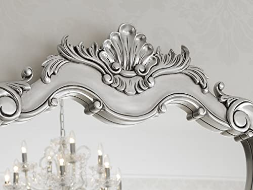 Simone Guarracino Luxury Design Waschtischunterschrank mit Spiegel Anderson Moderner Barock Stil Badmöbel Set gewölbt Blattsilber Marmorplatte Creme Crystal Sw Haken