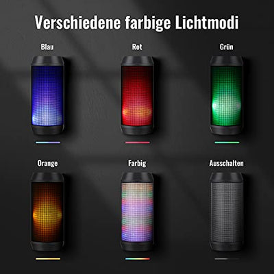 Bluetooth Lautsprecher Tragbarer Musikbox LED Bluetooth Box Kabellos mit Freisprechfunktion für Handy und PC Mikro-SD und USB