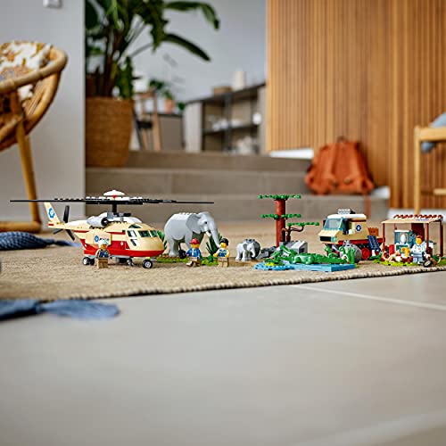 LEGO 60302 City Wildlife Tierrettungseinsatz Tierarzt Spielzeug für Jungen und Mädchen ab 6 Jahren mit Hubschrauber