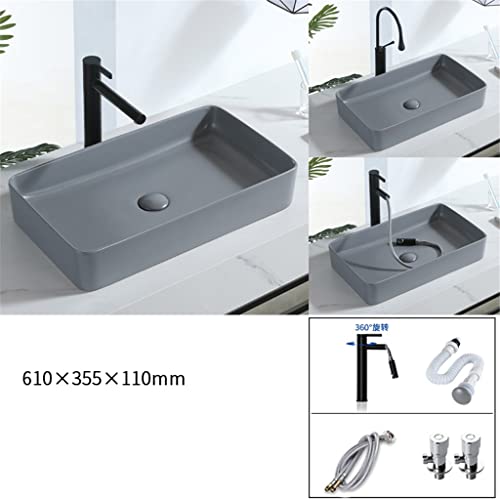 MJWDP Matte Aufsatzwaschbecken Nordic Handwaschbecken Square Thin Edge Ceramic Art Basin Shampoo Waschbecken Waschbecken