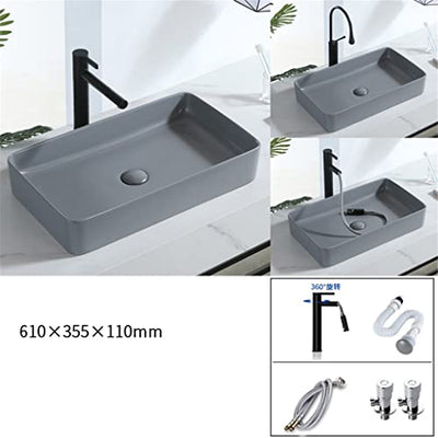 MJWDP Matte Aufsatzwaschbecken Nordic Handwaschbecken Square Thin Edge Ceramic Art Basin Shampoo Waschbecken Waschbecken