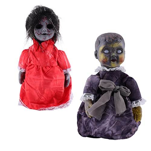 TOYANDONA 4 Stück Liefert Horror Leuchtendes Outdoor- Halloween für Sound- Baby ohne Soundbar Licht Und Figur Gruselige Deko- Puppe mit Schrecklicher Batterie Kostümpuppenpuppe mit Stimme