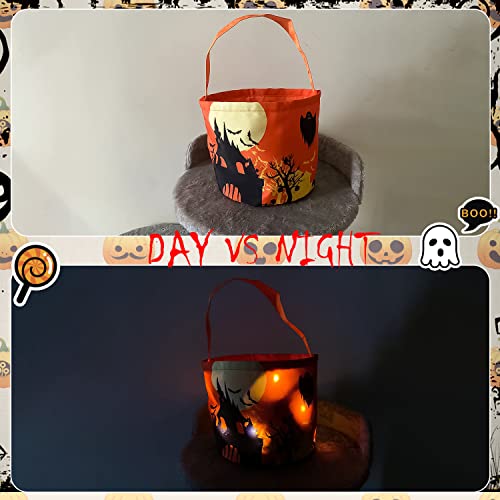 Halloween Tragetaschen mit LED, Trick or Treat Tasche Kinder Storage Bag, Wiederverwendbare Partytüten, für Jungen und Mädchen Halloween Party Decor