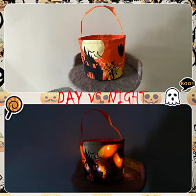 Halloween Tragetaschen mit LED, Trick or Treat Tasche Kinder Storage Bag, Wiederverwendbare Partytüten, für Jungen und Mädchen Halloween Party Decor