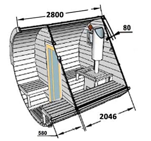 FinnTherm Fasssauna Saunafass Außensauna Carrie 2 Sitzbänke aus Holz Wandstärke 42 mm