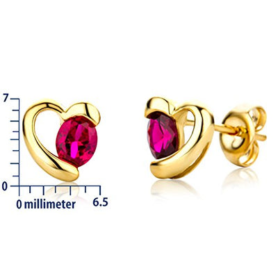 Miore Schmuck Damen Ohrringe mit Edelstein / Geburtsstein Rubin in rot Ohrstecker aus Gelbgold 9 Karat / 375 Gold