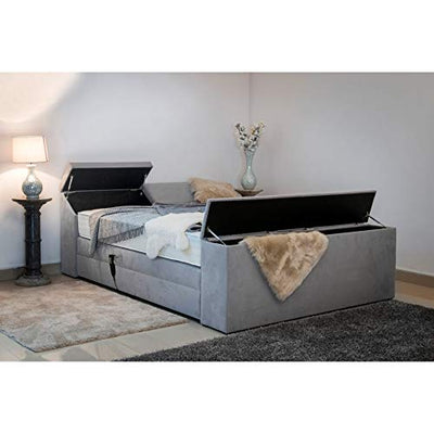 PAARA Boxspringbett Dubai GM | 10.000 Newton Motorleistung | Truhen | Antirutsch-Matten | Royal-WS® Taschenfederkern Matratze mit GELAX® Topper Kern | Made in Germany (200 x 210 cm)