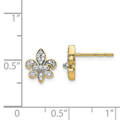 14 Karat Diamant Fleur de Lis Post Ohrringe Maße 10 x 10 mm breit Schmuck Geschenke für Frauen