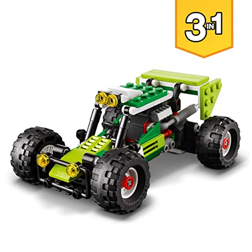 LEGO 31123 Creator 3-in-1 Geländebuggy, Quad, Kompaktlader, Spielzeug-Fahrzeuge für Kinder ab 7 Jahre, Bagger, Spielzeugauto