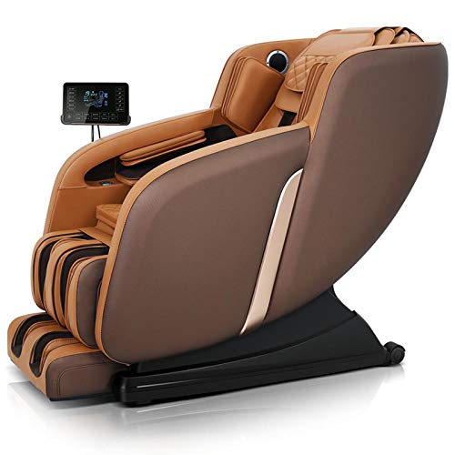 Lzour 4d Zero Gravity Massage Stuhl, Super-SL-Spur-Recline-Massagestuhl Ganzkörper-Airbags Knete Erhitzen Zurück Vibration,Braun