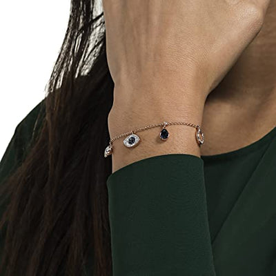 Swarovski Symbolic Armband, Unendlichzeichen, Augensymbol und Hufeisen, Blau, Roségold-Legierungsschicht