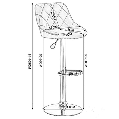 Barhocker 2 er Set Drehstühle Rollhocker Höhenverstellbar 10cm Barstühle Arbeitshocker Barhocker mit lehne Kunstleder Barstuhl mit Gestell aus verchromtem Stahl Verstellbare Höhe 360° schwenkbar