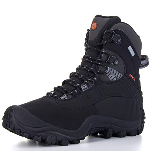 XPETI Wanderschuhe Herren Wasserdicht Wanderstiefel Trekkingstiefel Herren Winter Trekkingschuhe Camping Outdoorschuhe Bergschuhe Schwarz EU 42