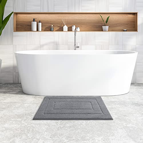 DEXI Badteppich rutschfeste,Weiche Badezimmerteppich Wasserabsorbierend Badematte maschinenwaschbar Badvorleger für Dusche,Badewanne und Toilette - Grau,40 x 60 cm