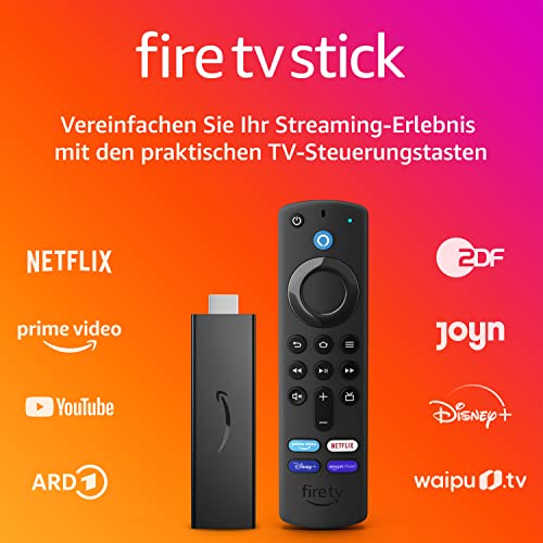 Fire TV Stick mit Alexa-Sprachfernbedienung (mit TV-Steuerungstasten) | HD-Streaminggerät