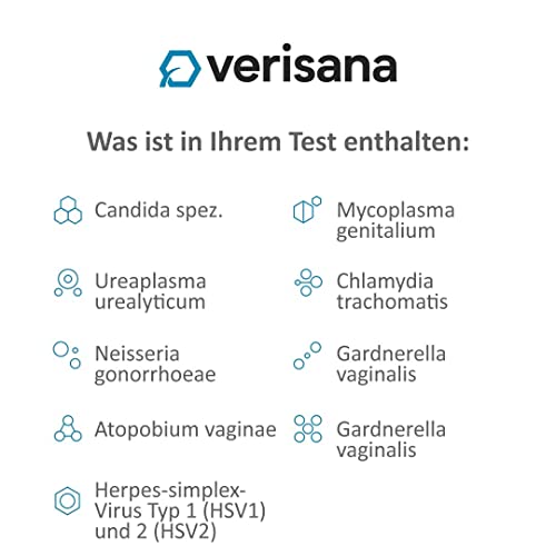 Geschlechtskrankheiten Test Plus für Frauen – Umfassender STI Test auf 9 der häufigsten sexuell übertragbaren Infektionen – Schnell, einfach & diskret von zu Hause – Verisana