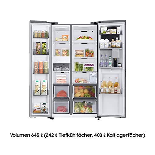 Samsung RH69B8021S9/EG Side-by-Side Kühlschrank, 178 cm, 645 ℓ, Beverage Center, Dual Ice Maker, Twin Cooling+, No Frost+, 4,5 ℓ Wassertank, Edelstahl Look