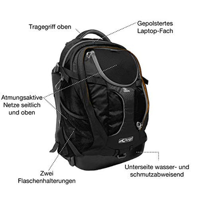 Kurgo G-Train Hunderucksack, Mit integriertem Haustierfach, Wasserfester Boden, Für Haustiere bis zu 11 kg, Schwarz