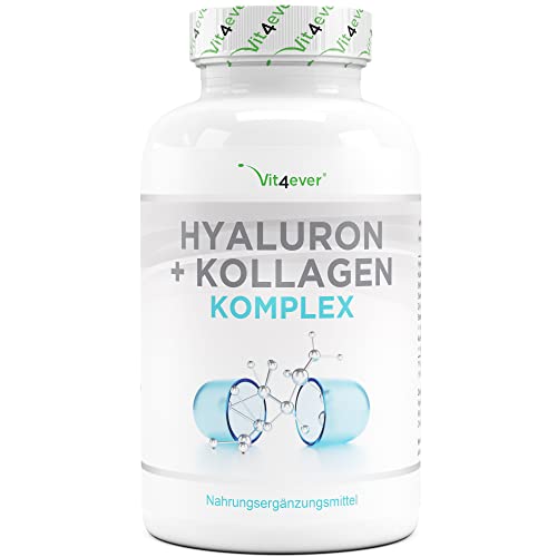 Hyaluronsäure Kollagen Komplex - 240 Kapseln - Premium: Mit bioaktives Biotin, Selen, Zink, natürliches Vitamin C aus Acerola & Silizium aus Bambus - Laborgeprüft