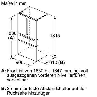 Siemens KF96RSBEA iQ700 Smarte Multi-door Kühl Gefrierkombination, 183 x 90,6 cm, 401 Litre Kühlen + 171 Litre Gefrieren, Nofrost nie wieder abtauen, Supercooling schnellere Kühlung,Icetwister,Schwarz