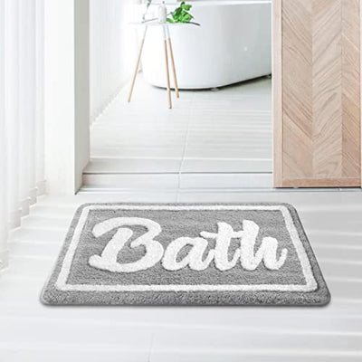 DEXI Badematte,rutschfest Badezimmerteppich Flauschiger Mikrofaser Badteppich Maschinenwaschbare Badvorleger für Bad, Badezimmer,Toilette - 50 x 80 cm,Grau