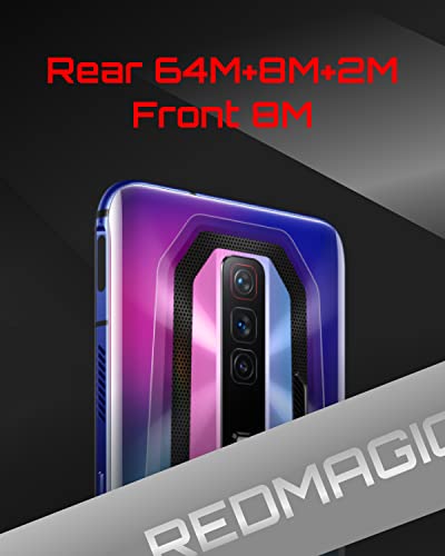 REDMAGIC 7 165Hz Gaming Handy, 5G Android Smartphone, 16GB RAM+256GB ROM, Snapdragon 8 Gen 1, 6.8" AMOLED FHD Bildschirm, 4500mAh Gaming Telefon, 64MP Kamera, 30W Ladegerät, Dual-SIM, NFC Rot&Blau