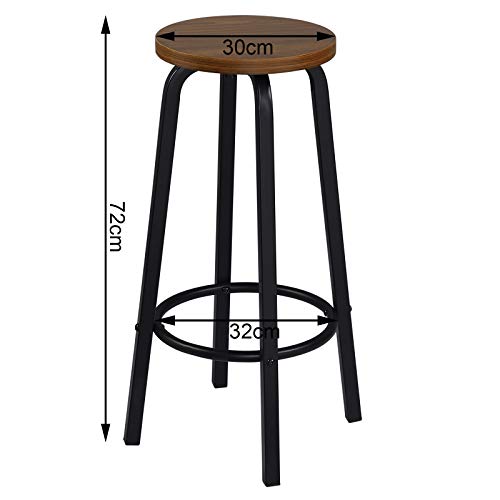 WOLTU 4X Barhocker Barstuhl Bistrohocker Tresenhocker runde Sitzfläche aus MDF Gestell aus Metall Dunkelbuche BH237dc-4