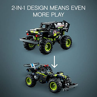 LEGO 42118 Technic Monster Jam Grave Digger Truck - Gelände-Buggy 2-in-1 Set, Spielzeugauto mit Rückziehmotor für Jungen und Mädchen ab 7 Jahren